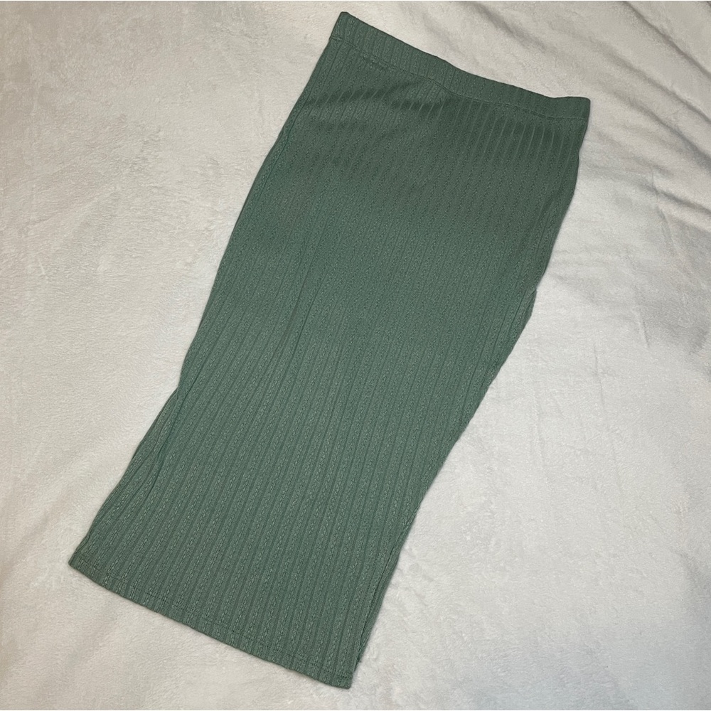 Shein ribbed side slit skirt